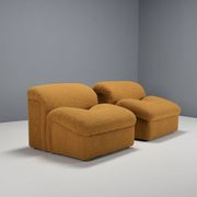 Exceptional Set of Two Bouclé 'Onda' Lounge Chairs by MetalArte, 1970s