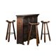 Spanish Rustic Brutalist Dry Bar Counter with matching Barstools