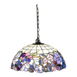 20th-Century Hanging Lamp with Multicolored Shade in the style of Tiffany, 1940s
