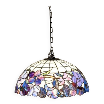 20th-Century Hanging Lamp with Multicolored Shade in the style of Tiffany, 1940s