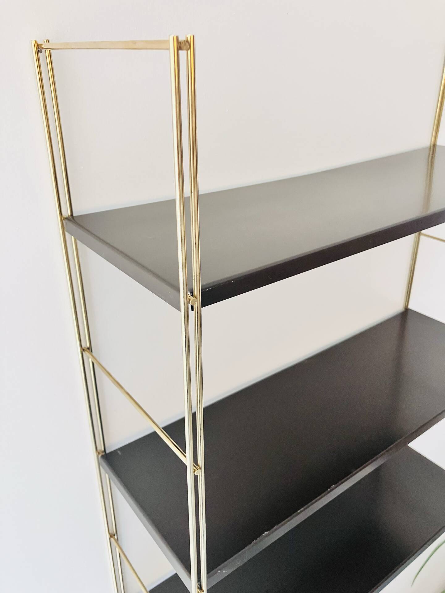 Gold and brown String wall shelves