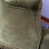 Old chair padded green velvet