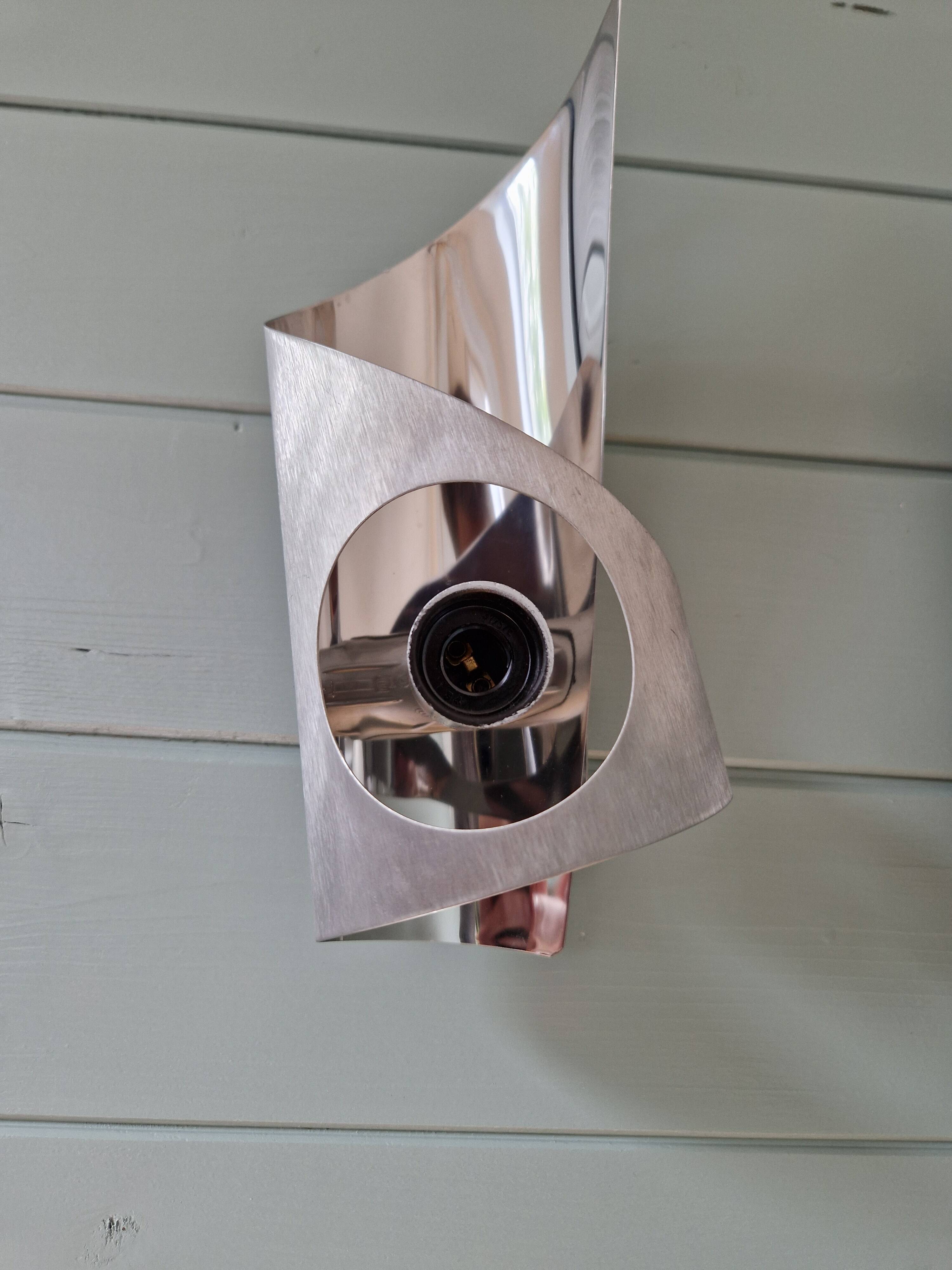 Pair of brushed aluminum wall lights, 1970s