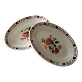 2 earthenware dishes from Sarreguemines and Digoin, model Danielle.
