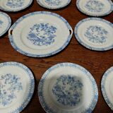Dessert service twelve plates and round dish Bavaria China blau porcelain