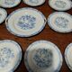 Dessert service twelve plates and round dish Bavaria China blau porcelain