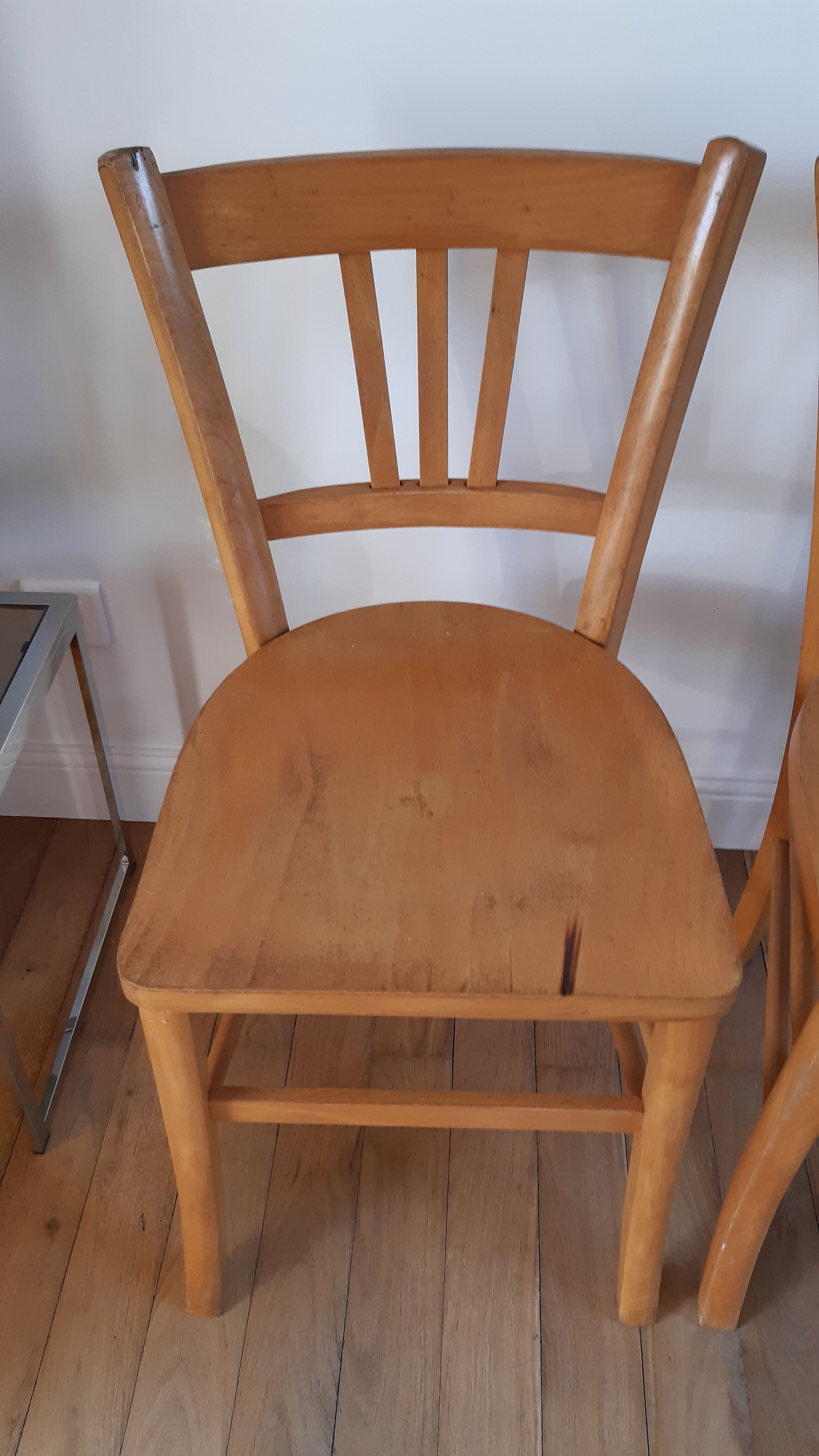 Trio of bistro chairs in beech 50s