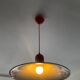 Space Age red metal saucer pendant light from the 70s-80s