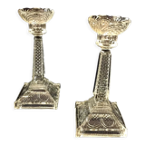 Pair of molded glass candle holders