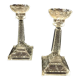 Pair of molded glass candle holders