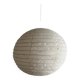 Large round suspension in rattan and natural linen, Japanese style, D:60.