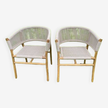 2 teak wood garden chairs
