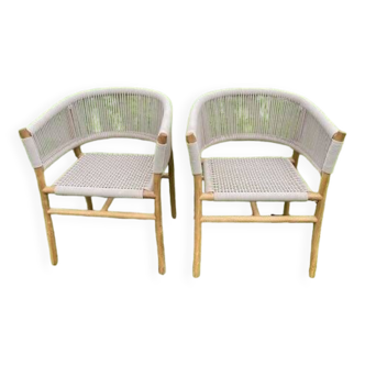 2 teak wood garden chairs