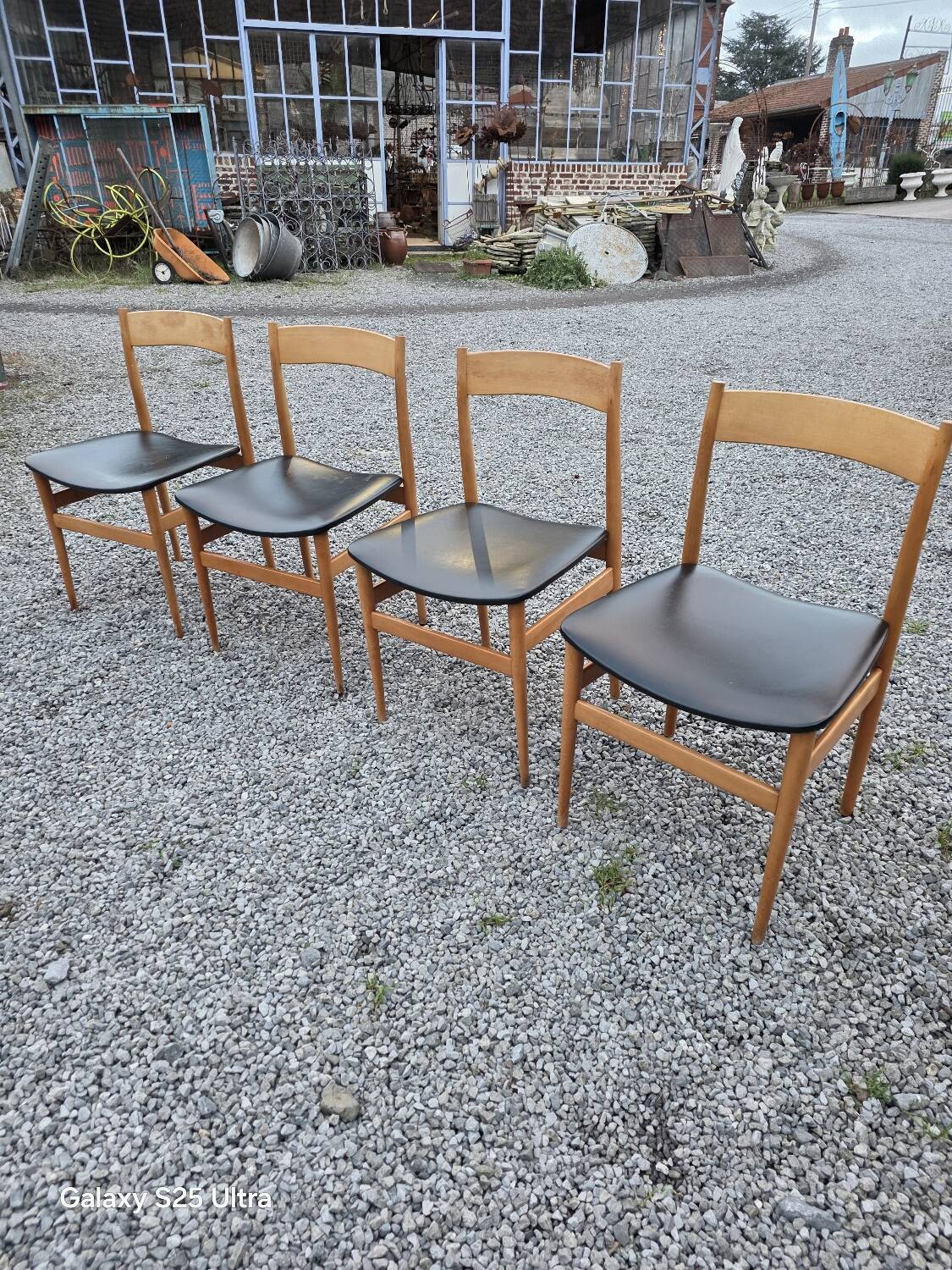 4 Scandinavian beech chairs from the 1960s.