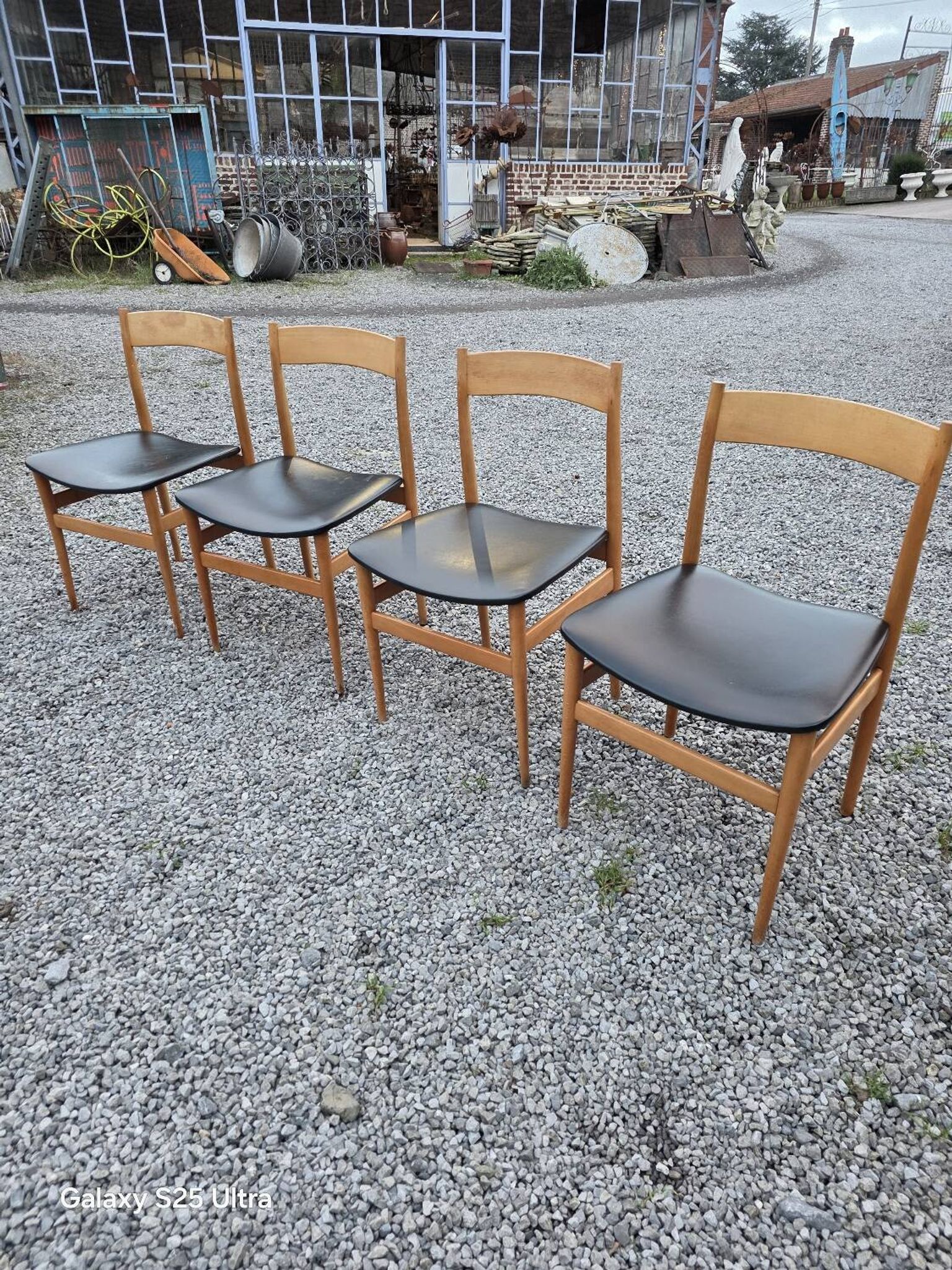 4 chaises scandinave en hêtre des années 60