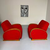 2 anciens fauteuils club art déco années 30 structure bois courbé