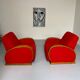 2 anciens fauteuils club art déco années 30 structure bois courbé