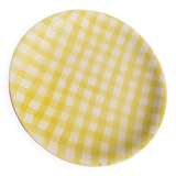 Set of 5 salins flat plates, saint raphael model, yellow checks, 24 cm, 60s