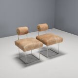 Paire de chaises d'appoint postmodernes en peau de vache par Fritz Brückner, Allemagne 1980