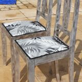 Set of 2 chic chairs with top fabrics patterned wooden leaf quality