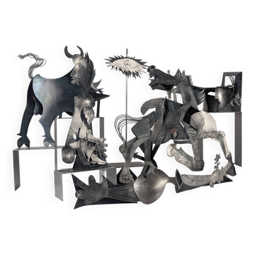 Sculptural Group "After Picasso" in Metal, Guernica Tribute, Late 20th Cent