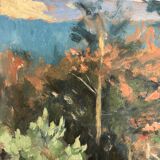 Oil on vintage panel signed