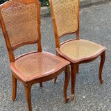 2 Louis XV style caned chairs in solid wood