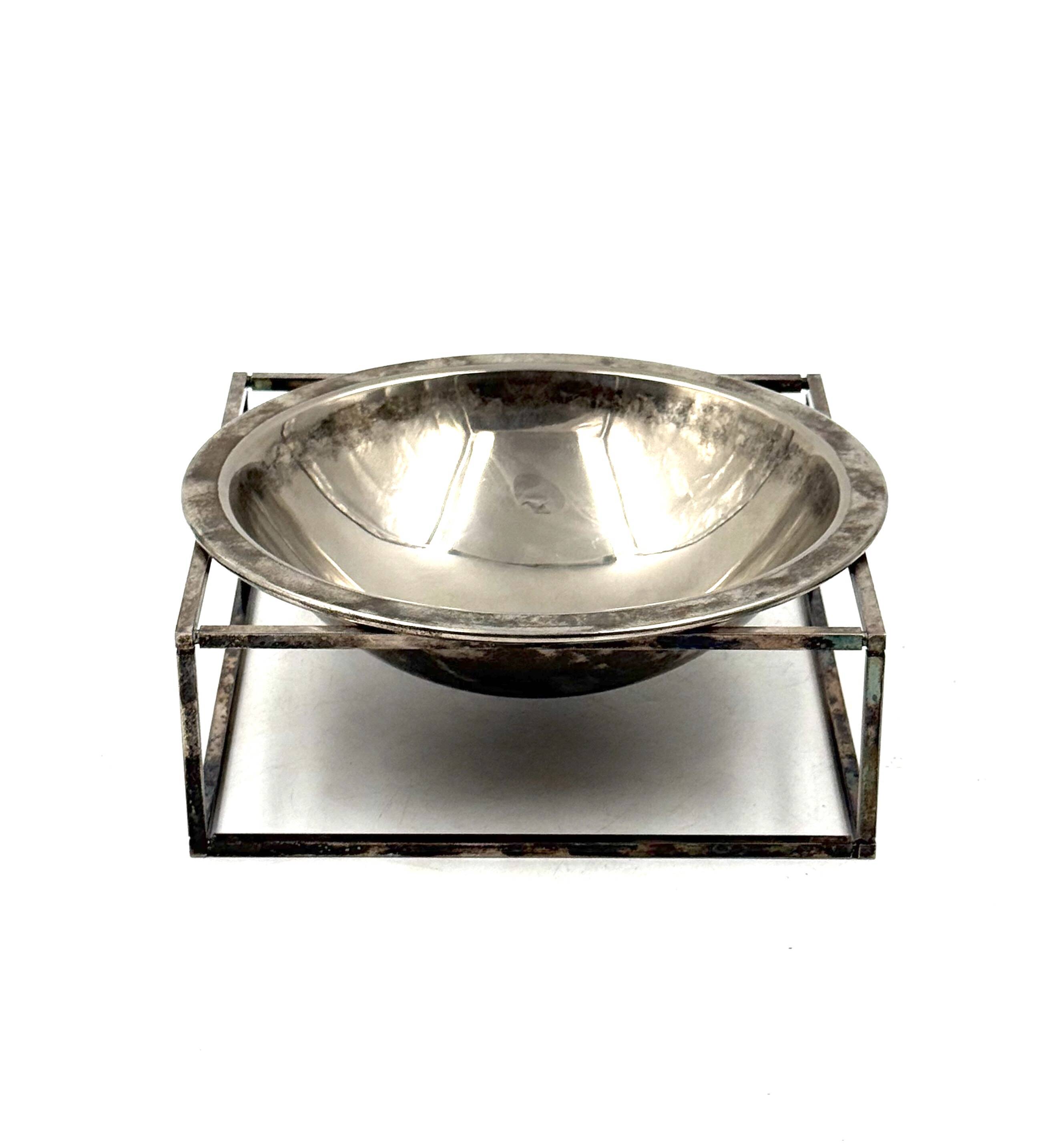 Mid-century modern silver-plated bowl / vide poche, PM Italy 1970s