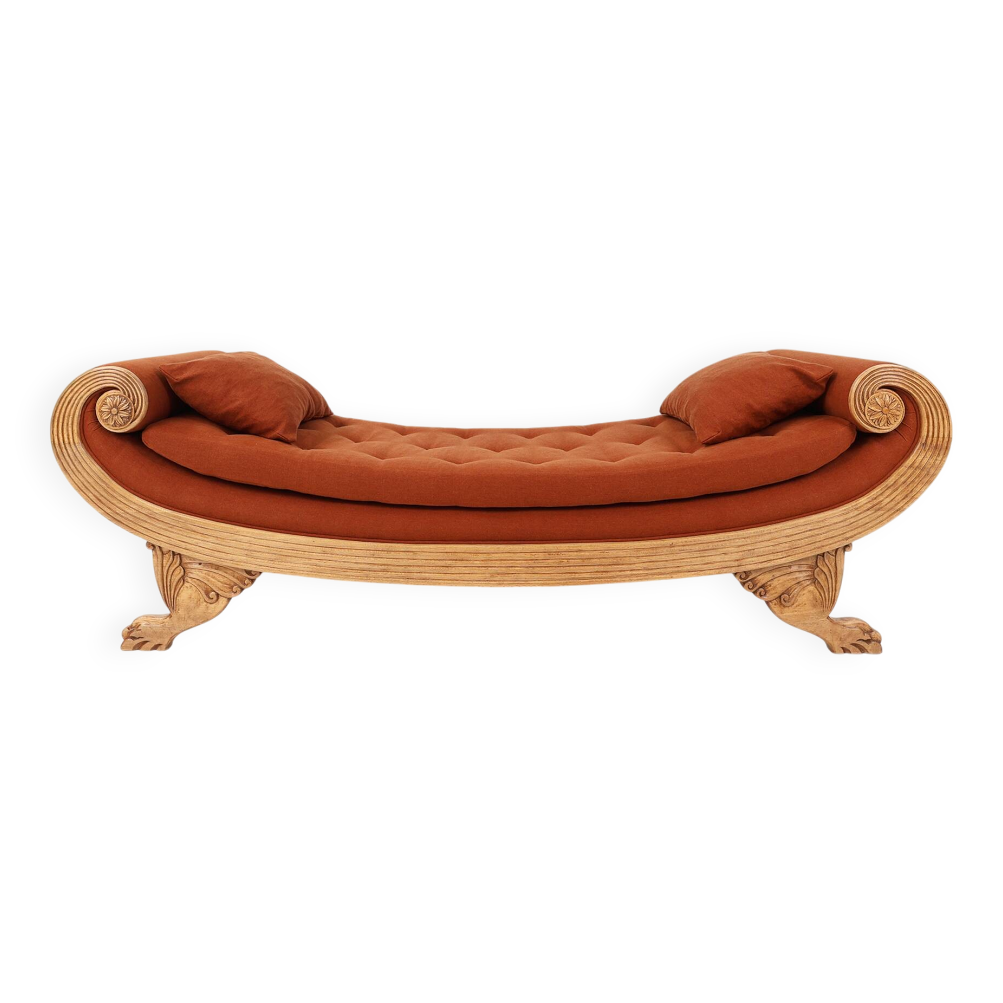 French hand carved oak daybed in Empire style