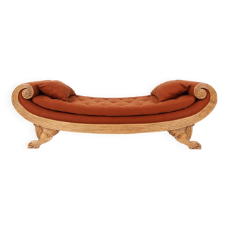 French hand carved oak daybed in Empire style