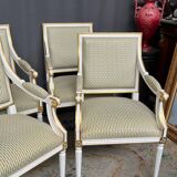 Set of four classic Louis XVI armchairs. Solid wood.