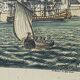 Lithograph view of Saint Malo 17th century with sailboats signed Daniel Derveaux