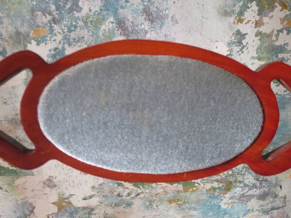 Rare- Lot de 4 chaises style Louis Philippe/restauration avec médaillon - Coloris bleu / merisier