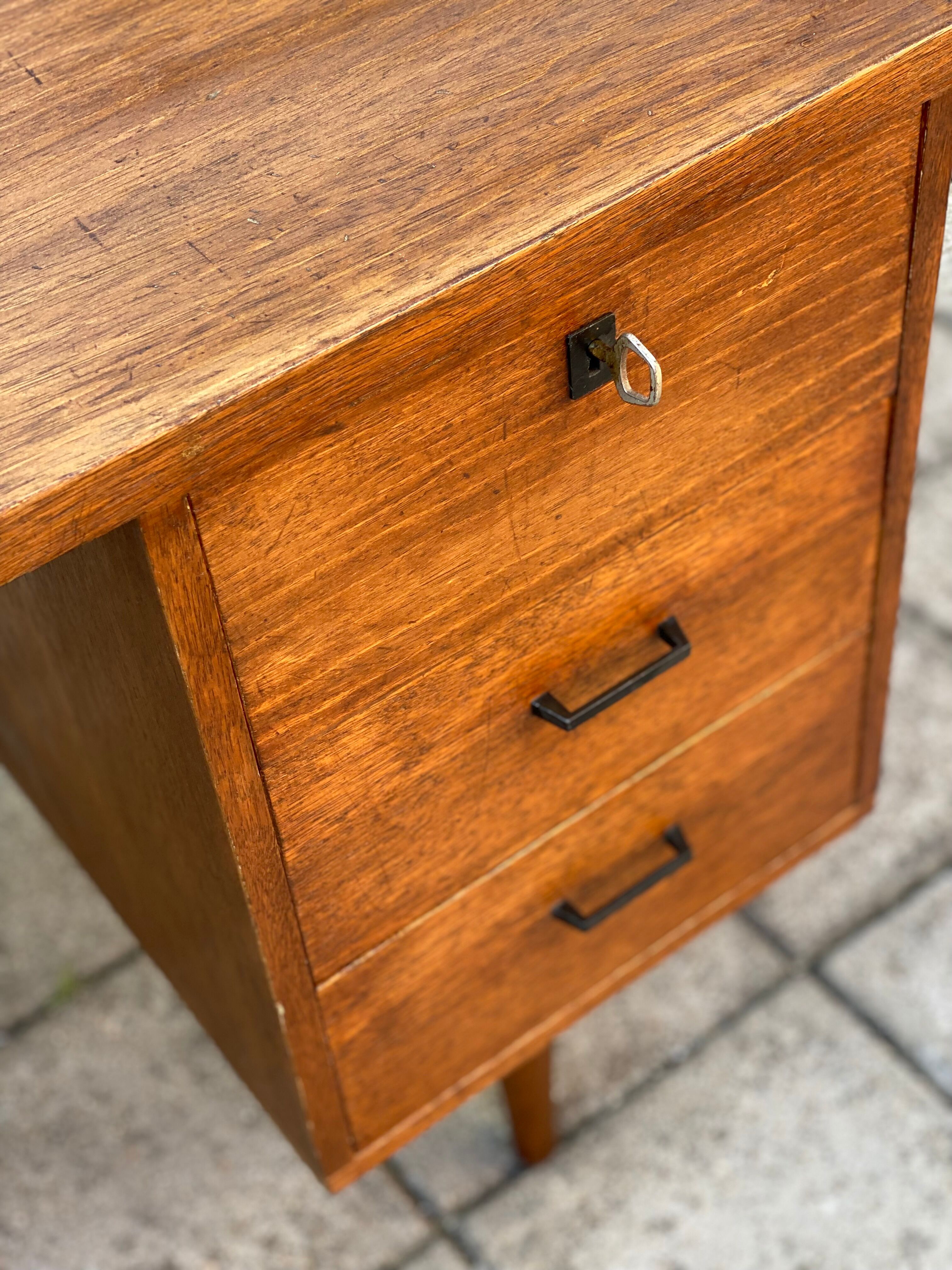 Vintage mid century modern oak desk