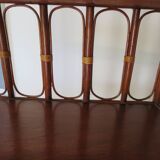Vintage bookcase-5-level shelf-wood, bamboo and rattan-bentwood style-80s