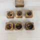6 olive wood egg cups and their support
