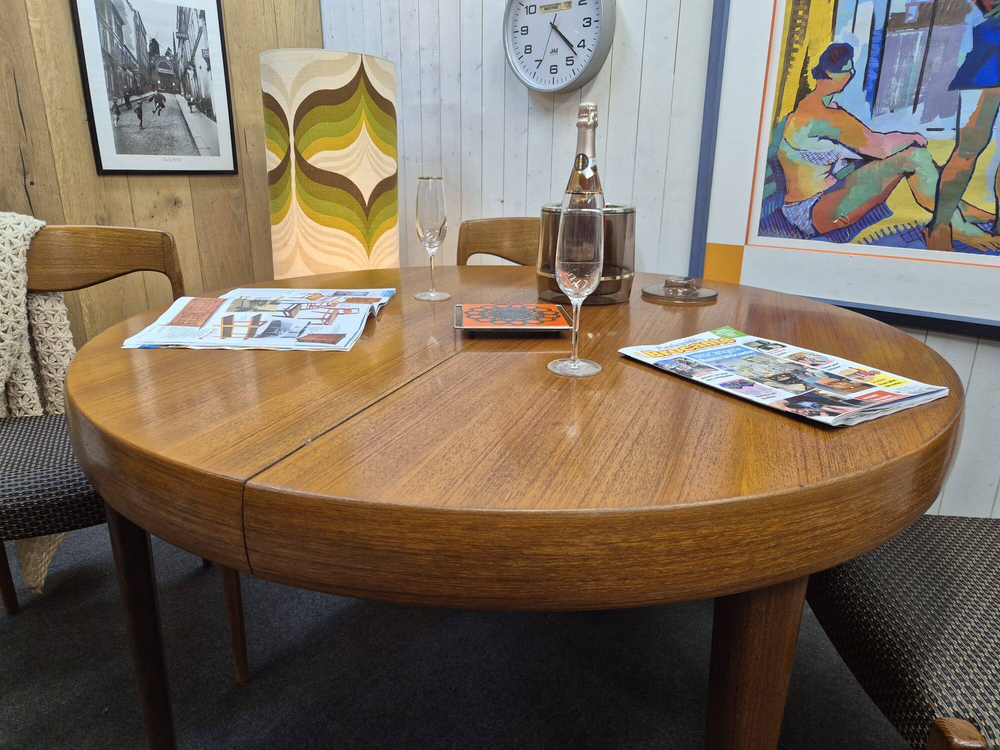 Vintage Scandinavian table with double butterfly extension.