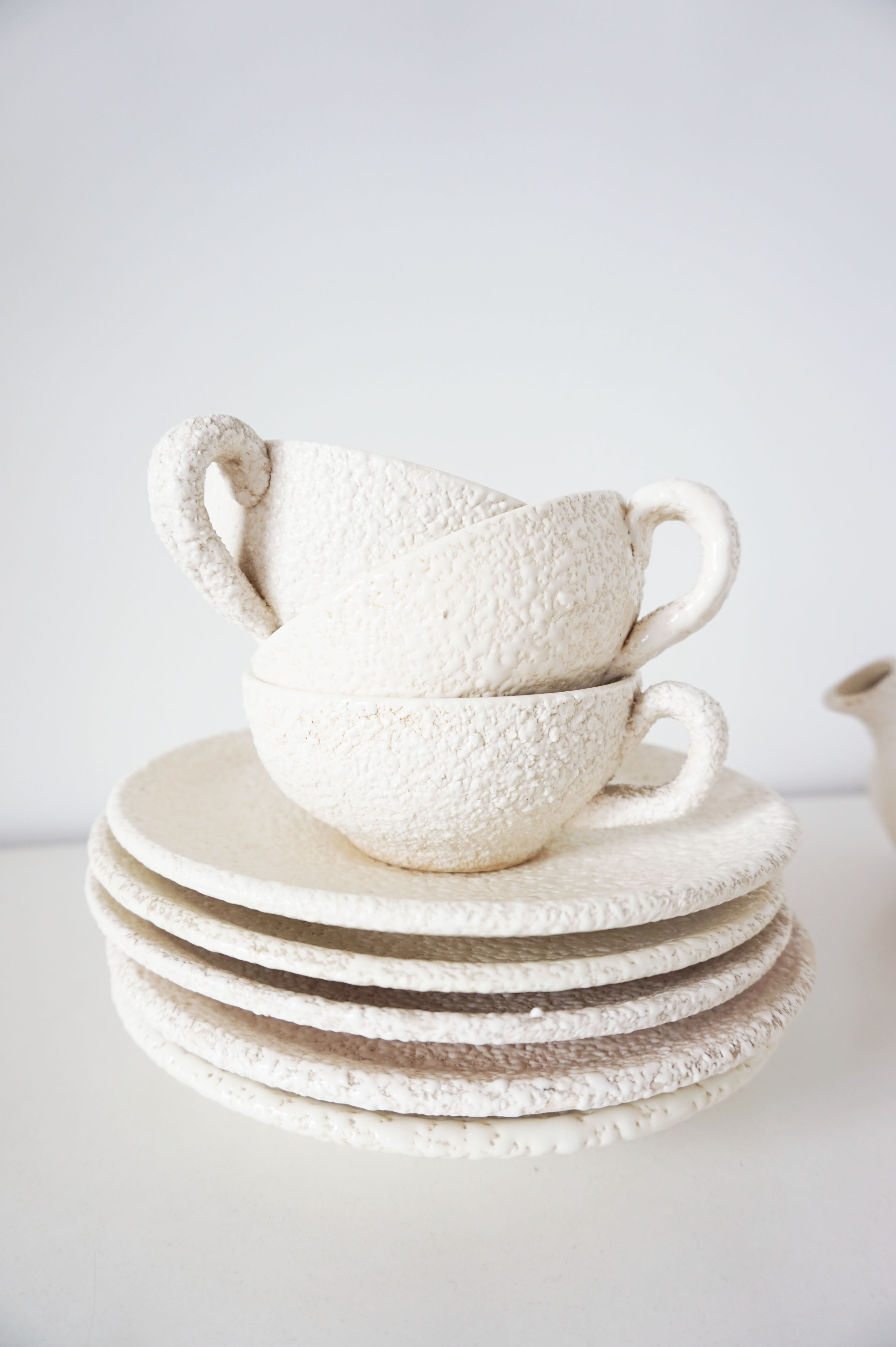 White ceramic coffee or tea set