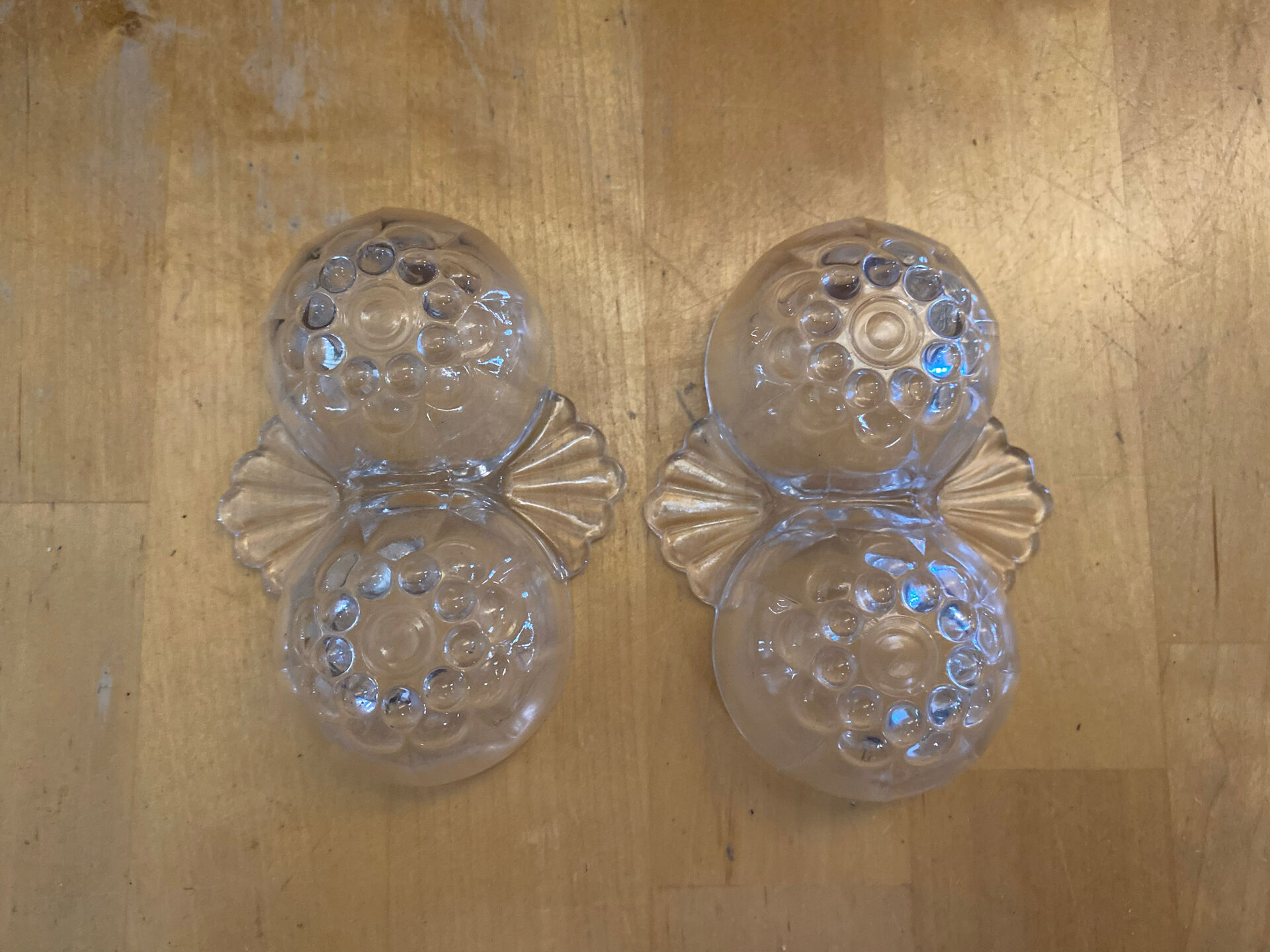 Pair of Vintage Moulded Glass Shell Salt and Pepper Shakers