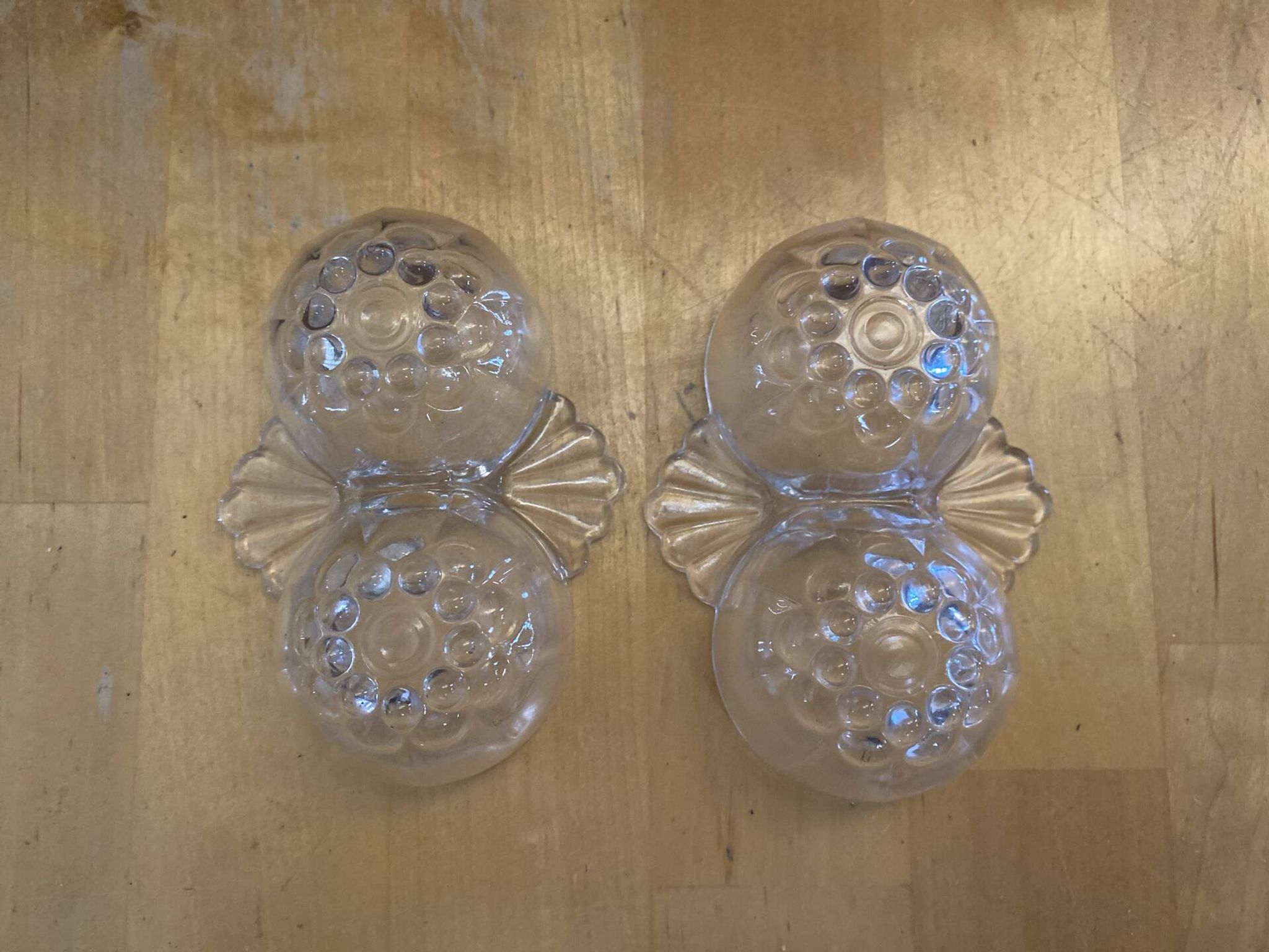 Pair of Vintage Moulded Glass Shell Salt and Pepper Shakers