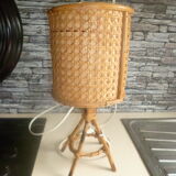 Wicker rattan bedside lamp 1960