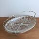 Glass aperitif dish 4 compartments with its vintage gold metal support