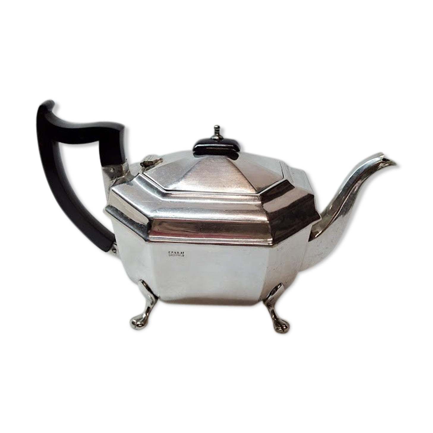 Sheffield-plated English Art Deco silver teapot
