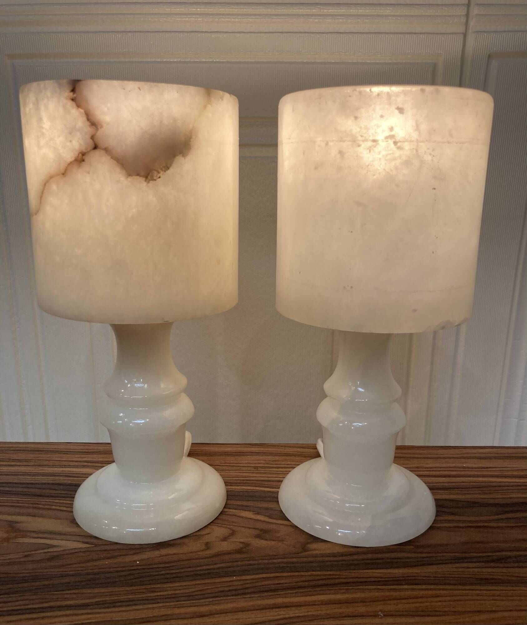 Pair of alabaster lamps "design 1950".