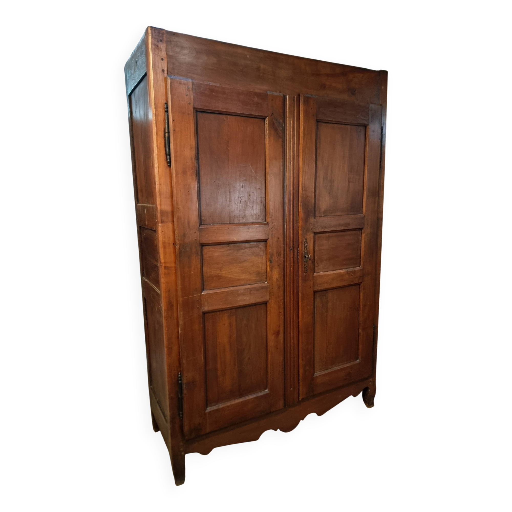 18th-century French antique cherry wood wardrobe – Rustic sideboard
