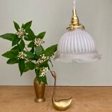 Vintage lampshade pendant lamp in white glass and transaparent