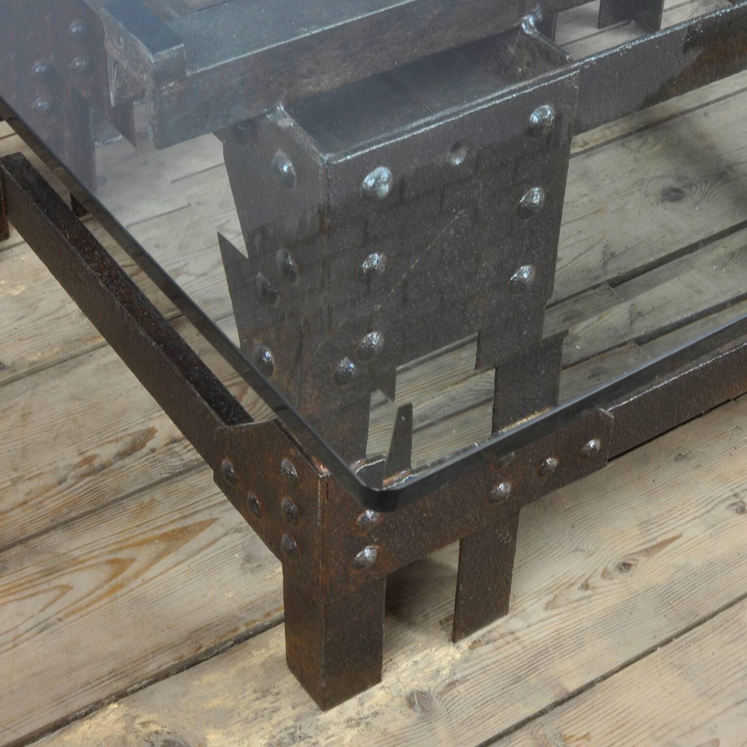 Coffee Table Of Cast Iron And Glass Top