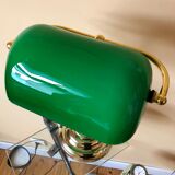 Notary lamp, banker in green opaline