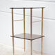 Vintage brass and smoked glass side table, pedestal table, bedside table, end table