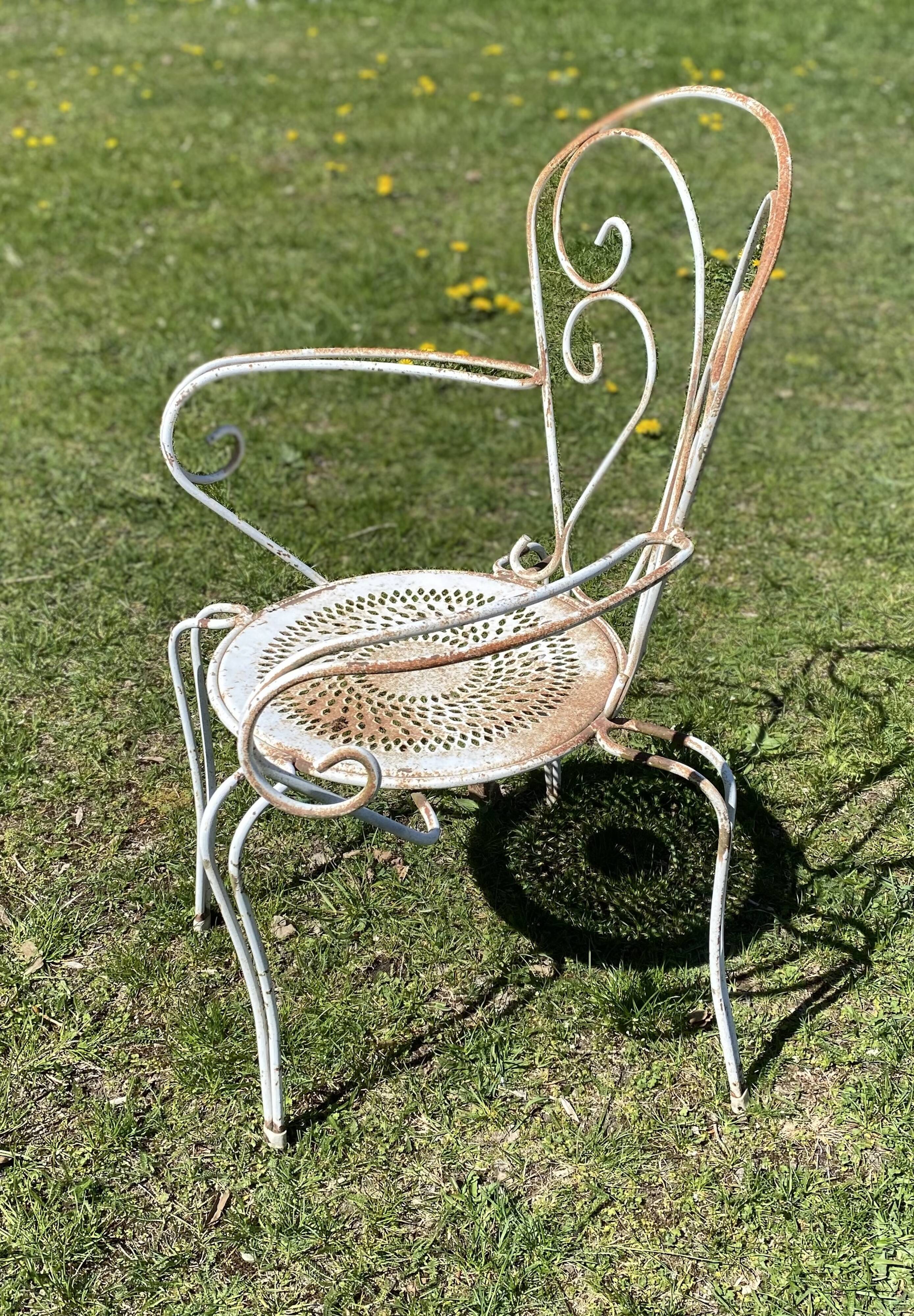 Fauteuil de jardin fer forgé vintage 1950